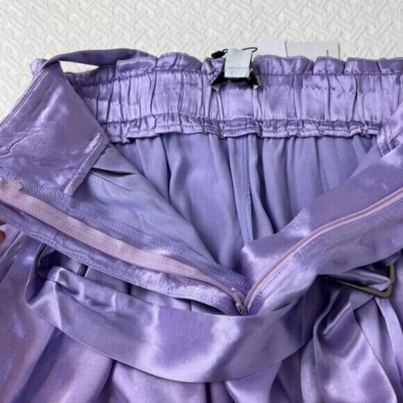 Brand New Sabina Musayev Women's Small Lilac Purple James Shorts Belted Satin - Picture 9 of 16